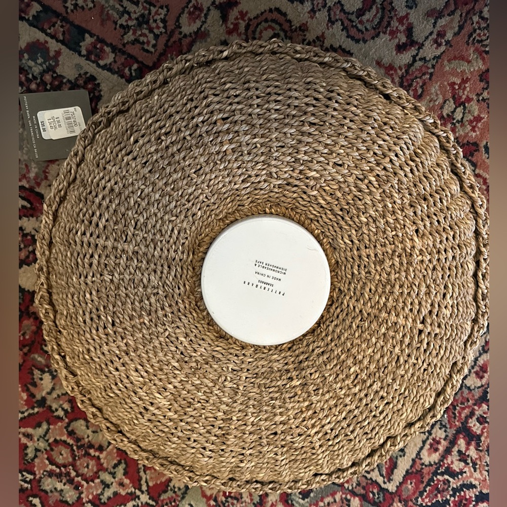 Vintage Pottery Barn SEAGRASS CHIP & DIP SERVING TRAY 16" ROUND - Picture 2 of 5